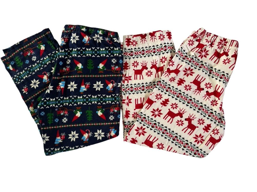 Hanna Andersson Women Small LOT Of 2 Flannel Pajama Pants Christmas Gnome #NE257